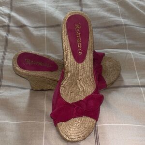 Restricted Fuchsia Espadrilles Wedge Sandals Size 7